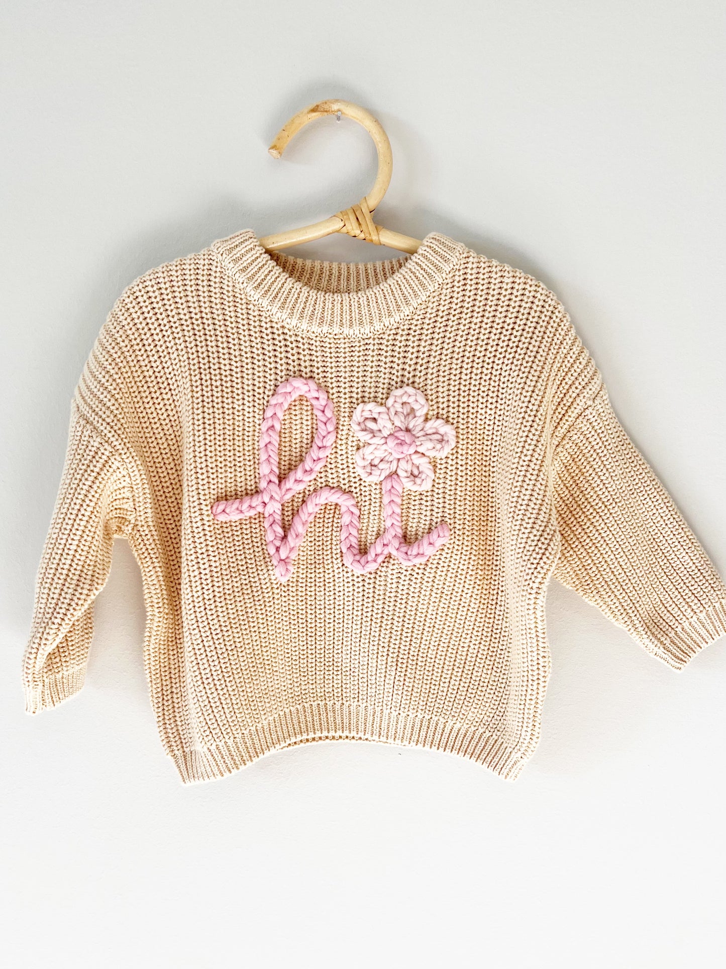 "HI" EMBROIDERED SWEATER