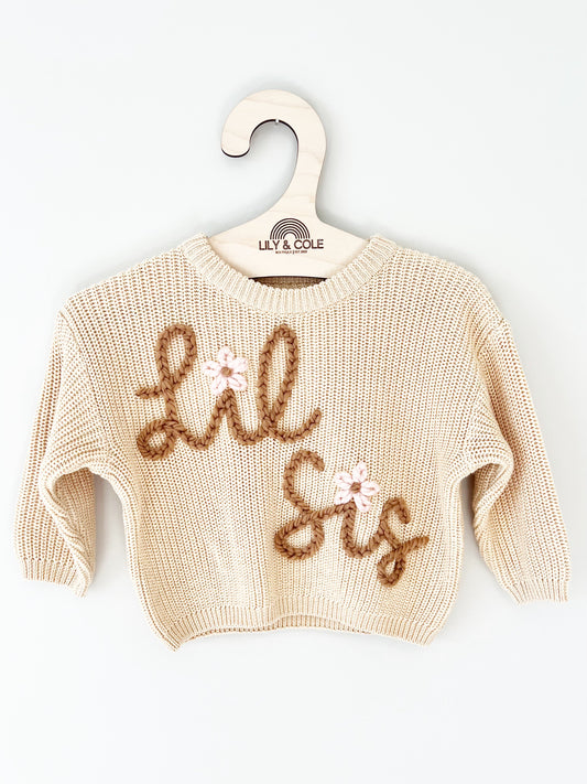 "LIL SIS" EMBROIDERED SWEATER
